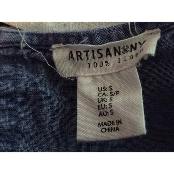 Artisan NY Chambray Denim Mini Dress Women’s Small Ruffle Sleeve Boho Casual Top - Picture 4 of 5